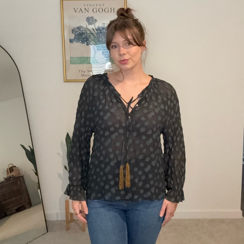 Aratta Sheer Boho Tassel Blouse – Size Medium